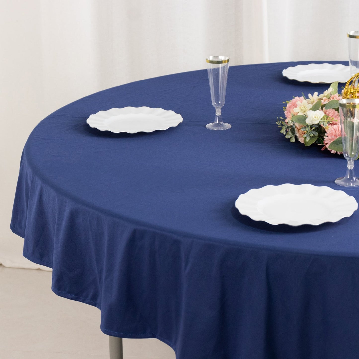 Scuba Round 70" Tablecloth Navy Blue - Wrinkle Free & Stain Resistant Table Cover