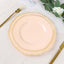 10-Pack Plastic 10" Dinner Plates in Nude with Gold Scalloped Rim - Disposable Large Party Plates