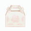 25 Pack White Pink Candy Gift Tote Gable Boxes in Damask Floral Pattern, Party Favor Treat Boxes - 6"x3.5"x7"