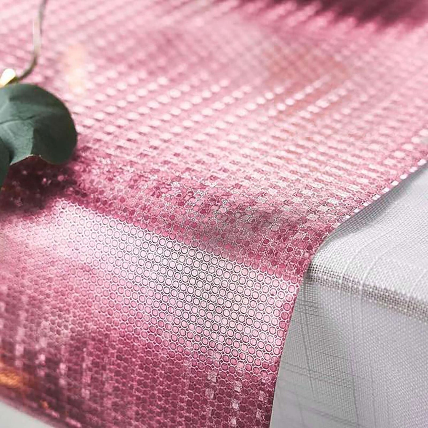 Glitter Paper 9ft Table Runner Roll Rose Gold Disposable Circle Pattern - Stylish Party Decor