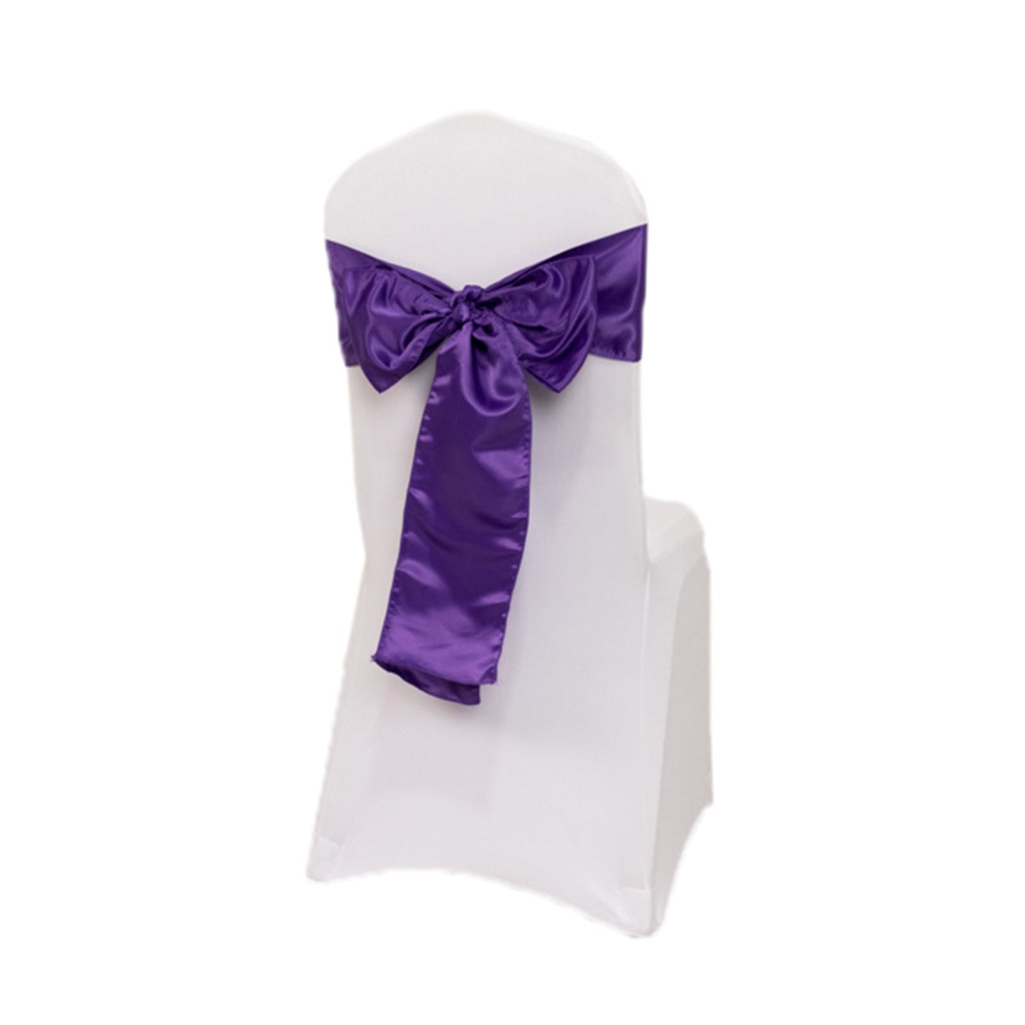 5 Pack Lamour Satin 6"x106" Chair Sashes Purple - Stylish Reusable Decorative Bows