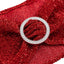 5 Pack Chair Sashes Shimmer Tinsel Spandex 5"x12" with Silver Rhinestone Buckles Red - Stylish Chair Bands
