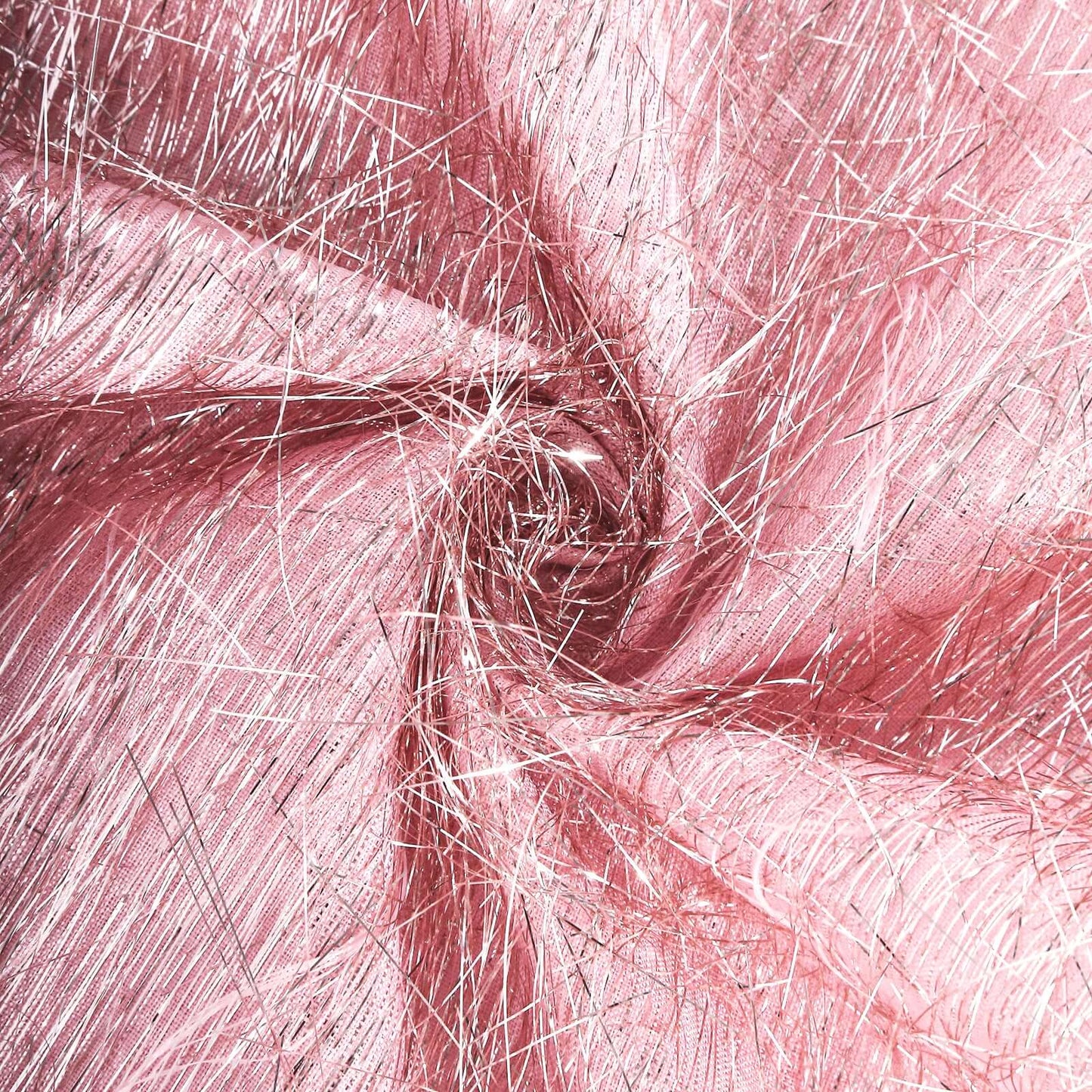 Metallic Tinsel Polyester 12"x108" Table Runner Rose Gold - Shimmery Fringe Shag Table Decor