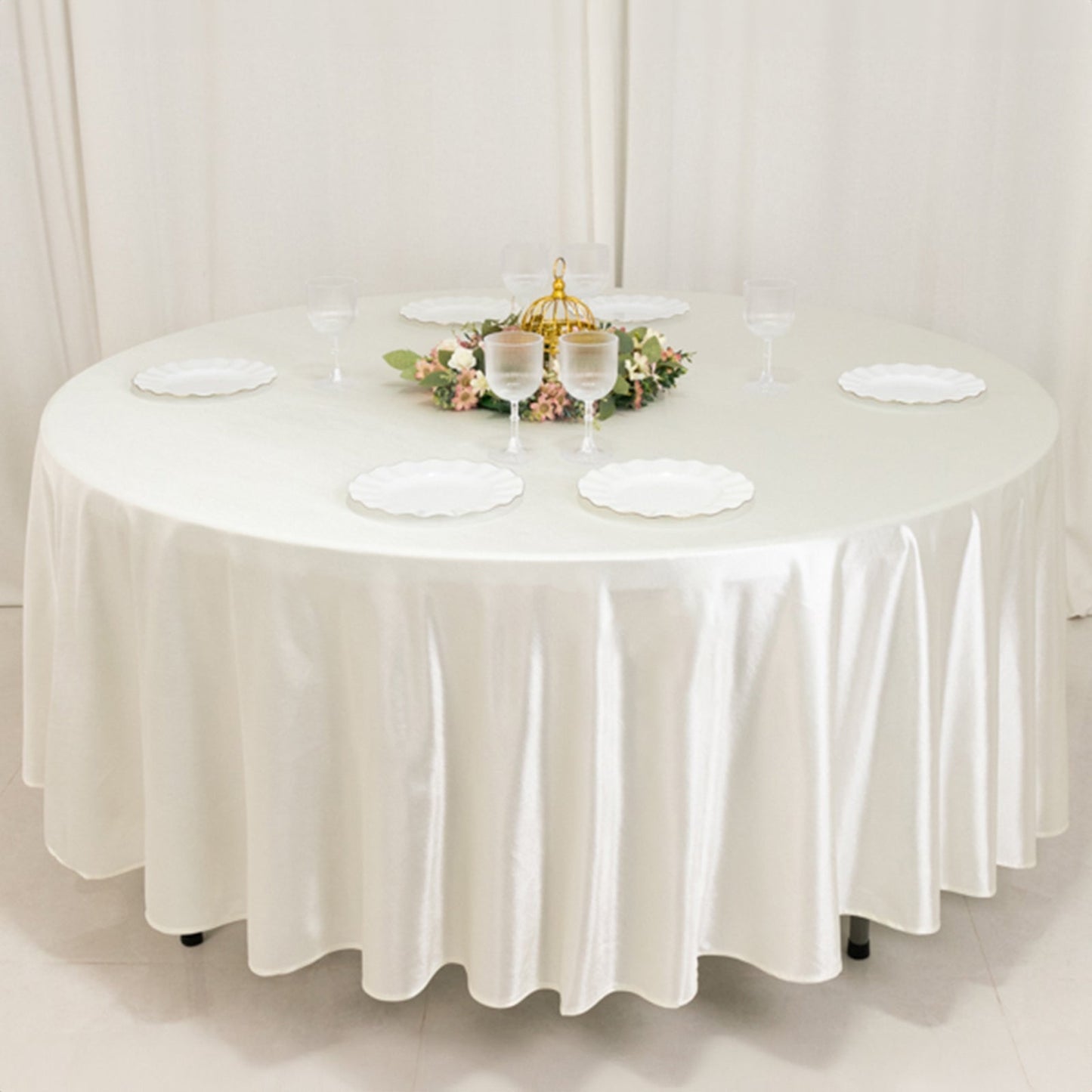 Scuba Round 108" Tablecloth Shimmering Pearl White - Wrinkle Free & Stain Resistant Table Cover