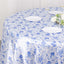 Satin Round 120" Tablecloth White/Blue French Toile Design - Seamless Stylish & Wrinkle-Resistant Table Cover