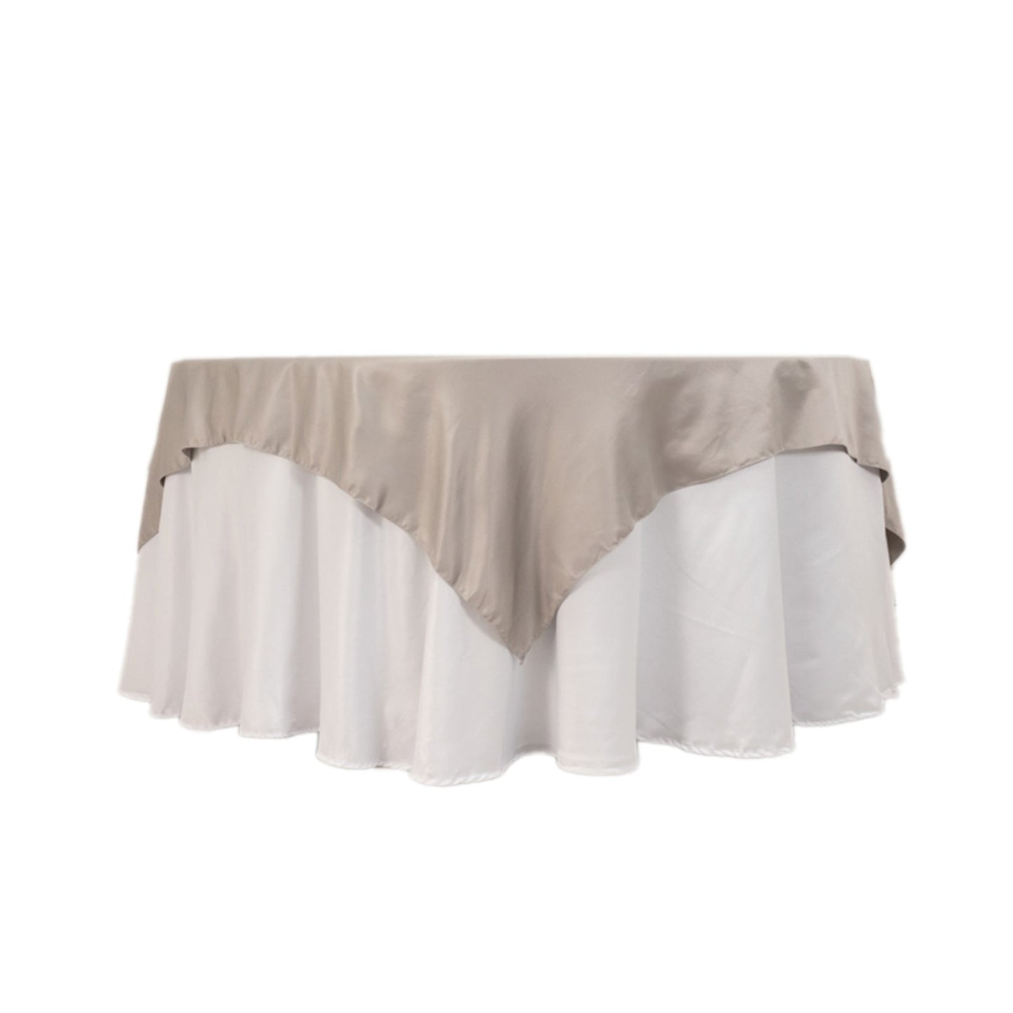 Lamour Satin 72"x72" Table Overlay Square Tablecloth Silver - Smooth Finish Table Topper