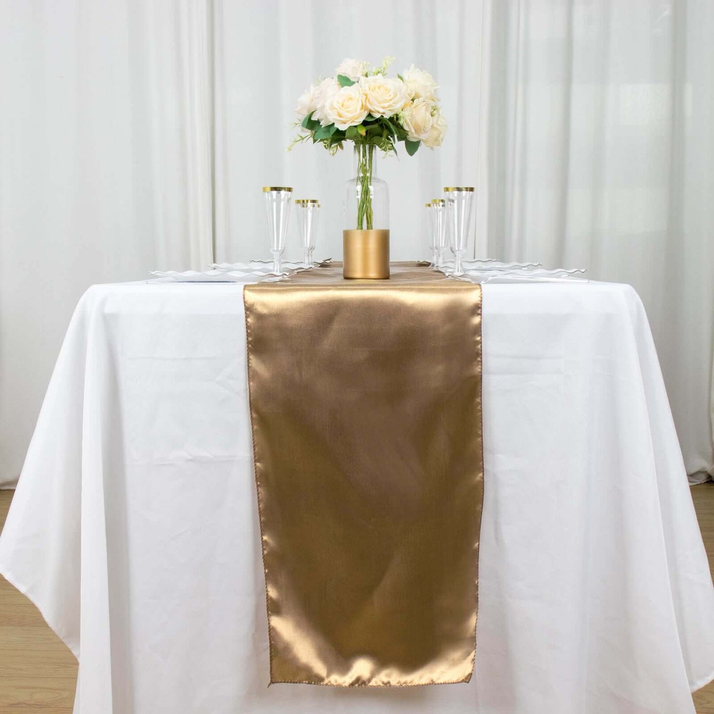 Satin 12"x108" Table Runner Taupe - Stylish Table Linen