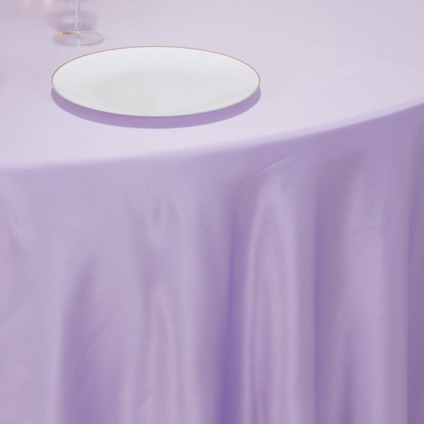 Lamour Satin 120" Round Tablecloth Lavender Lilac - Seamless Table Cover with Soft Tempered Sheen