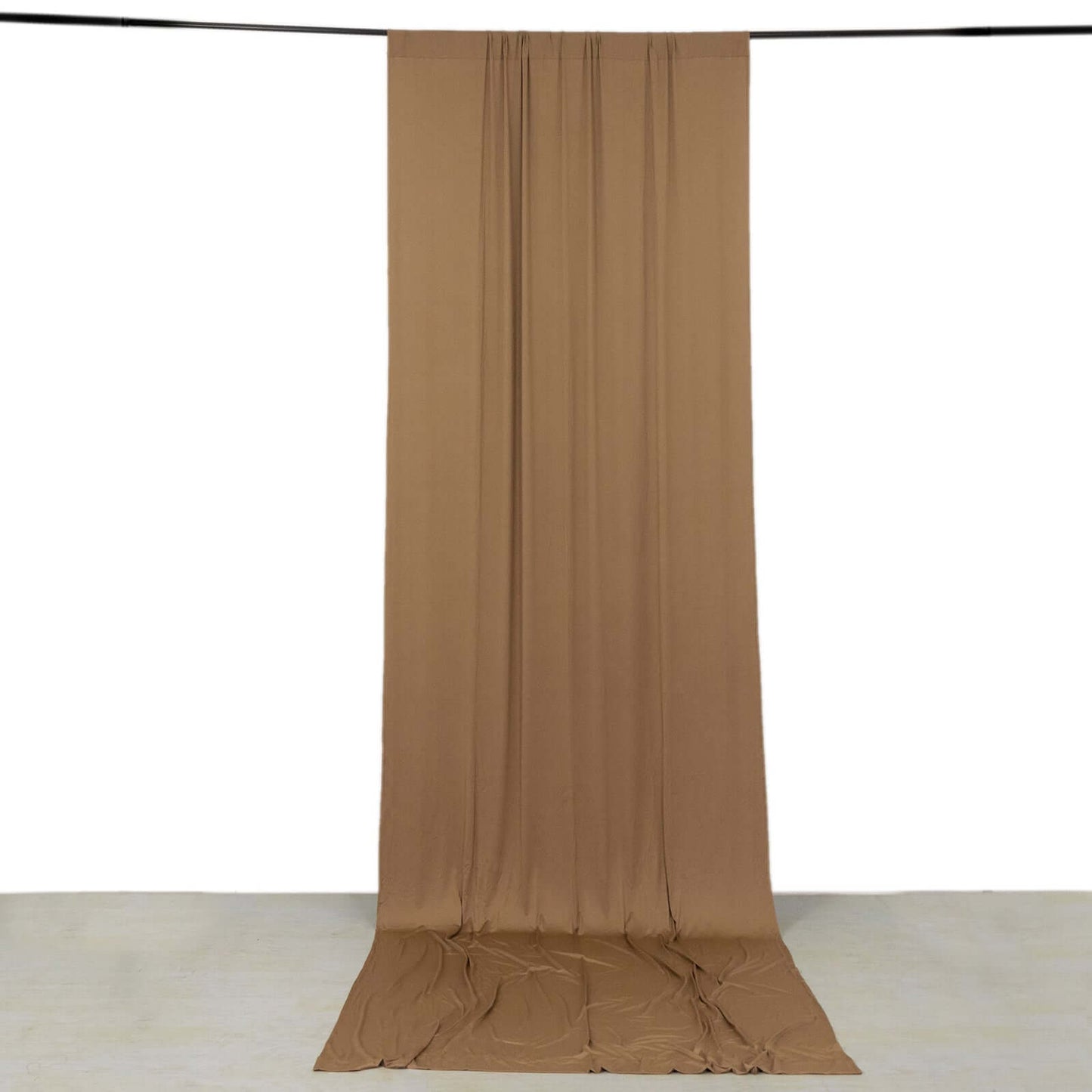 Taupe 4-Way Stretch Spandex Event Curtain Drapes, Wrinkle Free Backdrop Event Panel with Rod Pockets - 5ftx14ft