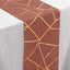 Polyester 9ft Table Runner Terracotta (Rust) with Gold Foil Modern Geometric Accent