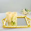 Resin Mirrored Rectangle Serving Tray 15"x10" in White with Gold Baroque Design, Stylish Decorative Vanity Tray Centerpiece