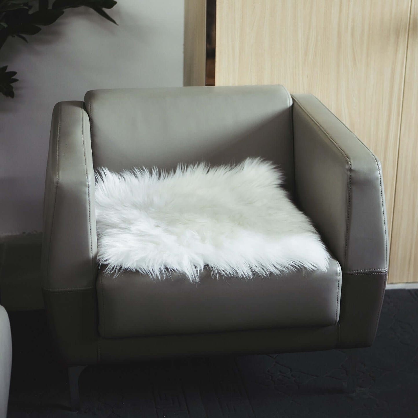 Faux Sheepskin 20" Cushion Cover with Soft Plush Finish White - Stylish Small Shag Area Rug for Events