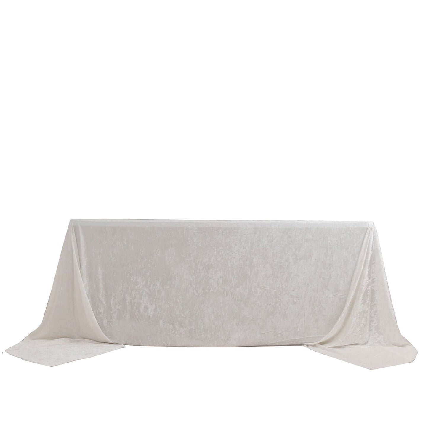 Premium Crushed Velvet 90"x156" Rectangle Tablecloth White - Reusable Soft & Sophisticated Seamless Table Cover