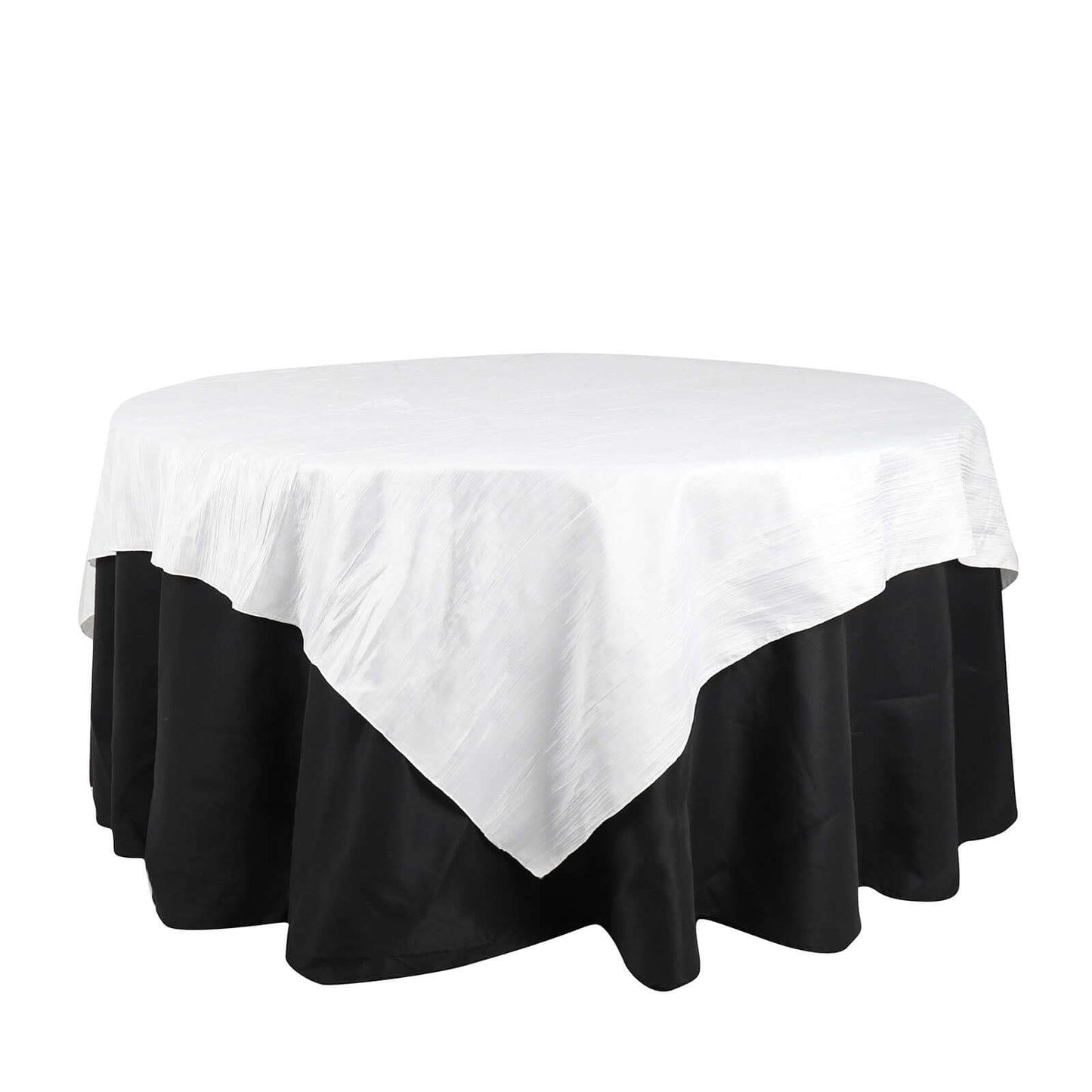 Taffeta 72"x72" Table Overlay Square Tablecloth White - Accordion Crinkle Design for Stylish Events