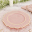 10-Pack Plastic Dessert Appetizer Plates in Blush Baroque Design with Scalloped Gold Rim - Heavy Duty Disposable Salad Plates 8"