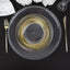 10-Pack Plastic 9" Round Dinner Plates Clear with Gold Swirl Rim - Disposable Party Plates for Classy Events & Banquets