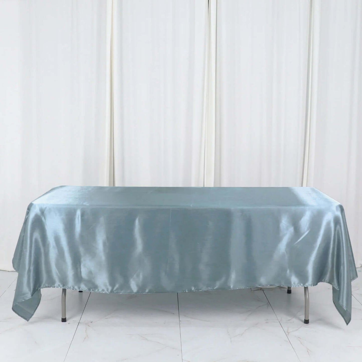 Satin Rectangular 60"x102" Tablecloth Dusty Blue - Smooth and Lustrous Table Cover