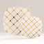 10-Pack Plastic 10" Square Dinner Plates in White with Gold Diamond Lattice Pattern - Disposable Party Plates for Weddings, Banquets & Special Events