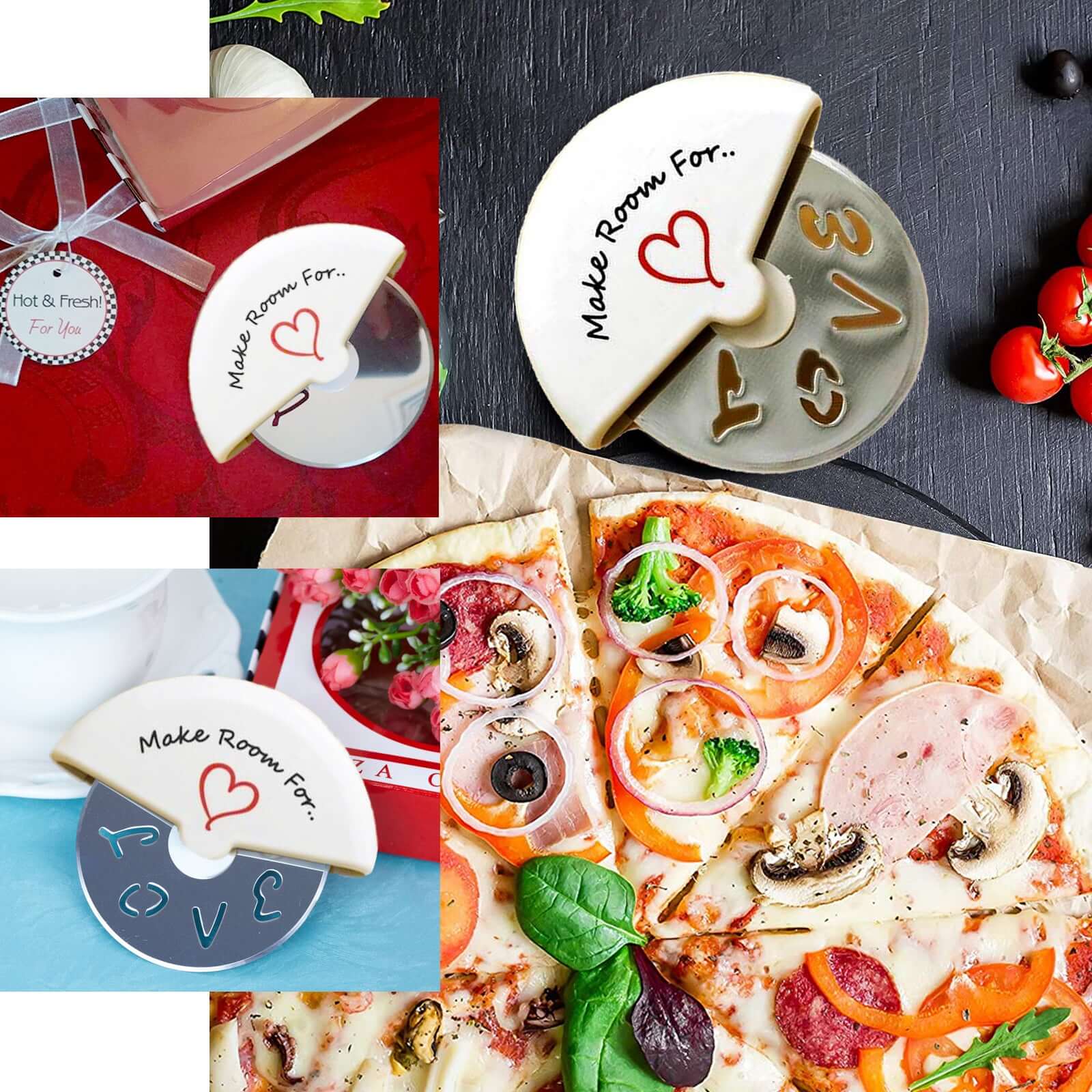 Make Room For Love Stainless Steel Pizza Cutter Party Favor - Linen Luxes