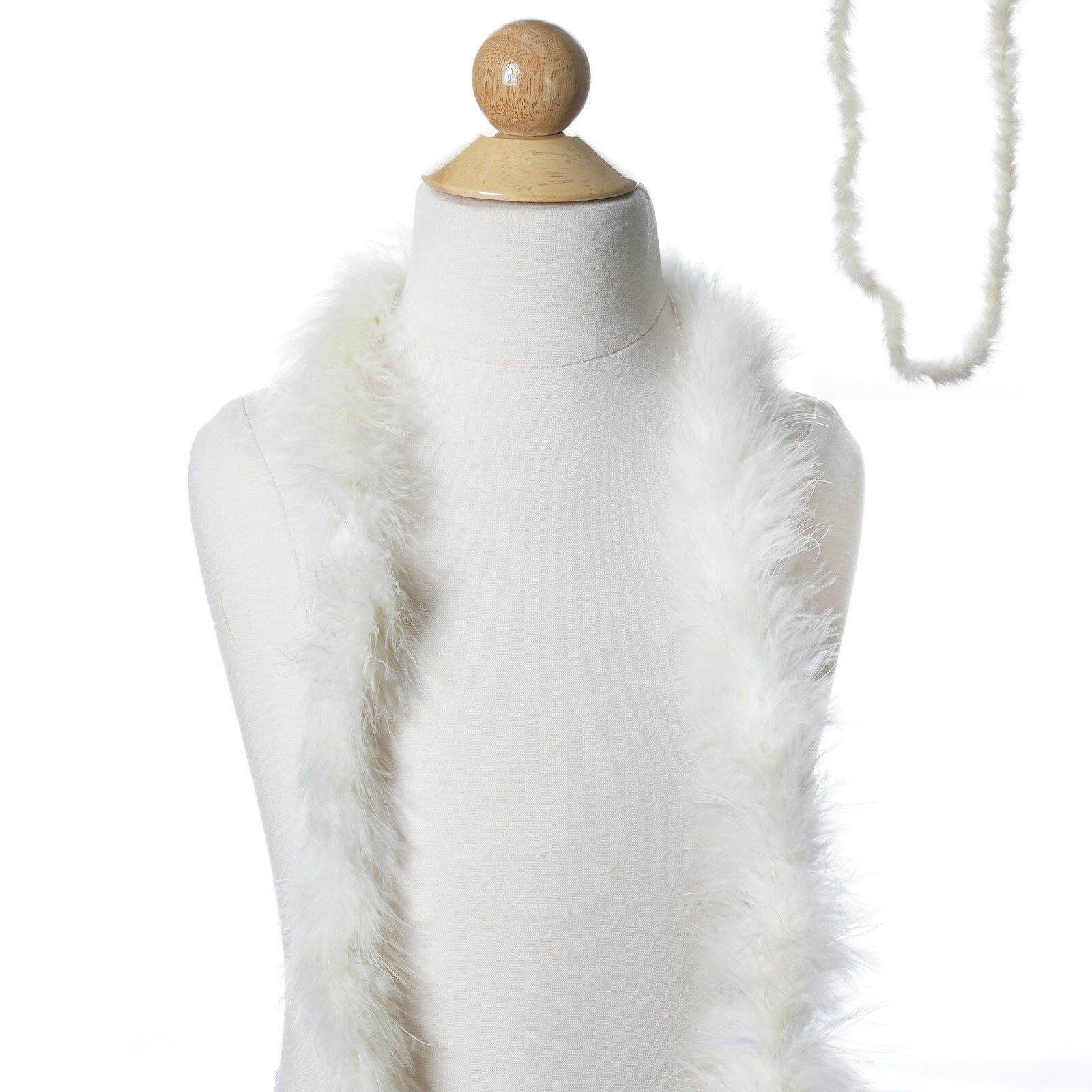 Marabou Ostrich Feather Boa Ivory Deluxe Soft and Fluffy Design - Party Accessory 2 Yards - Linen Luxes
