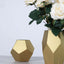 Set of 2 Glass Flower Vases Geometric Design Matte Gold - Stylish Modern Candle Holder Centerpieces 5", 8"