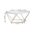 Metal Cake Stand Geometric Pedestal Riser Design Gold with Square Glass Top - Display Centerpiece 14"