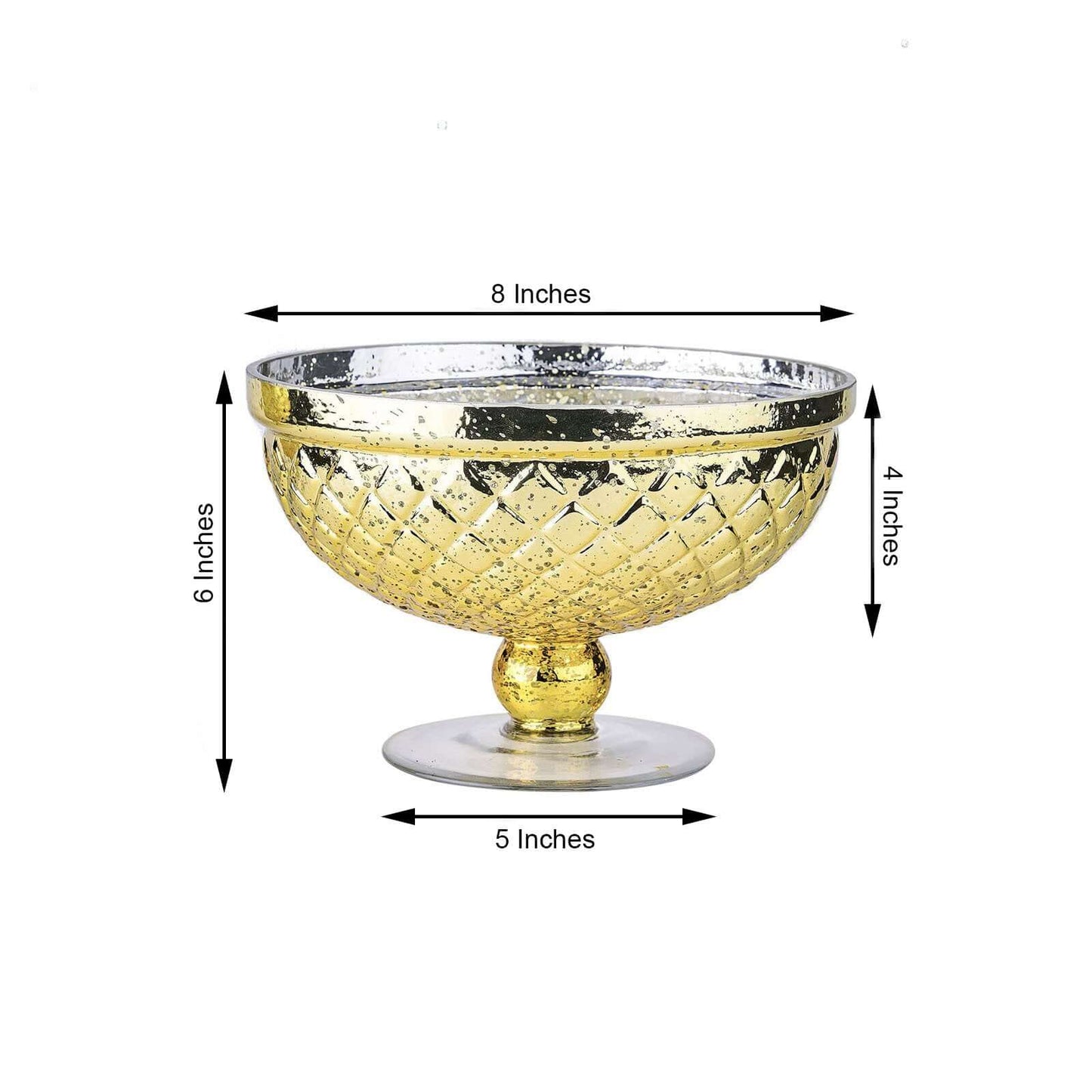 Mercury Glass Pedestal Bowl Vase Compote Style Gold - Sophisticated Floral Table Decor for Events 8" - Linen Luxes