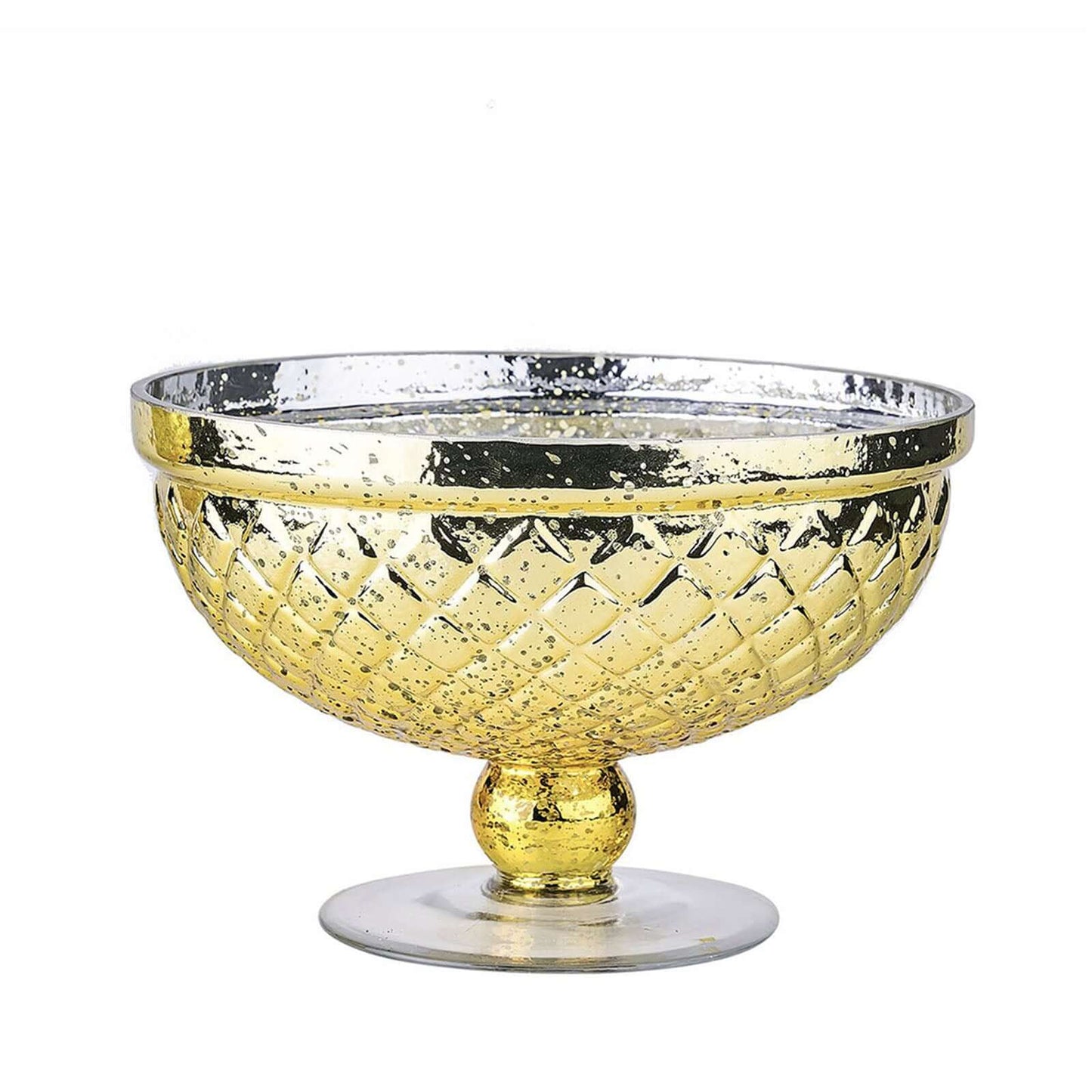 Mercury Glass Pedestal Bowl Vase Compote Style Gold - Sophisticated Floral Table Decor for Events 8" - Linen Luxes