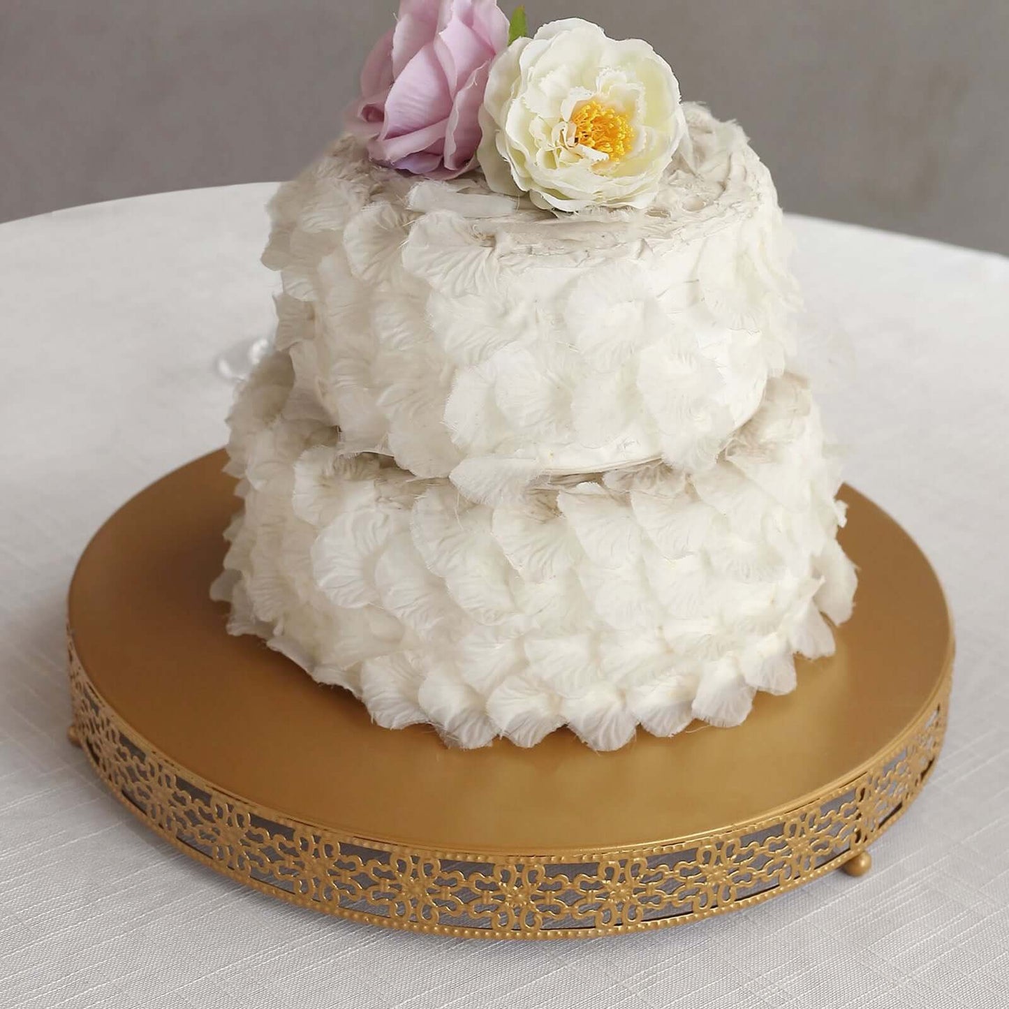 Metal 16" Round Pedestal Cake Stand Gold for Buffet Table Sweets Station