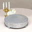 Metal 22" Round Cake Pedestal Stand Matte Silver - Cupcake Dessert Display Riser with Intricate Embossed Design for Upscale Events & Gatherings - Linen Luxes