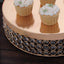 Metal Cake Stand Pedestal Crystal Beaded Design Gold - Cupcake Display and Dessert Riser 14" - Linen Luxes