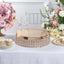 Metal Cake Stand Pedestal Crystal Beaded Design Gold - Cupcake Display and Dessert Riser 14" - Linen Luxes