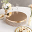 Metal Cake Stand Pedestal Crystal Beaded Design Gold - Cupcake Display and Dessert Riser 16" - Linen Luxes