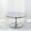 Metal Cake Stand Round Design Metallic Silver with Crystal Chains 14" Dia - Cupcake Dessert Pedestal 8" Tall - Linen Luxes