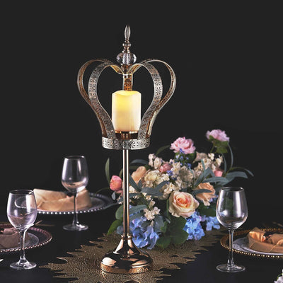 Metal Crown Pillar Candle Holder Stand Gold - Votive Holder Centerpiece 25"