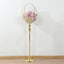 Metal Crystal Beaded Candle Holder Stand, Half Moon Basket Design Gold Wedding Flower Centerpiece with Round Stable Base 4.5ft Tall