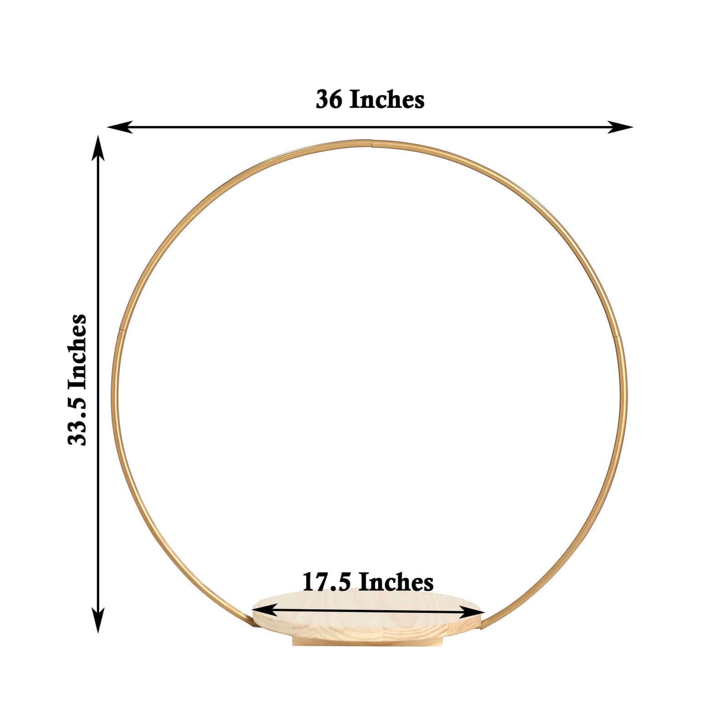 Metal Round Floral Hoop Cake Stand Gold - Chic Geometric Dessert Display DIY Centerpiece Table Decoration With Wooden Base 33"