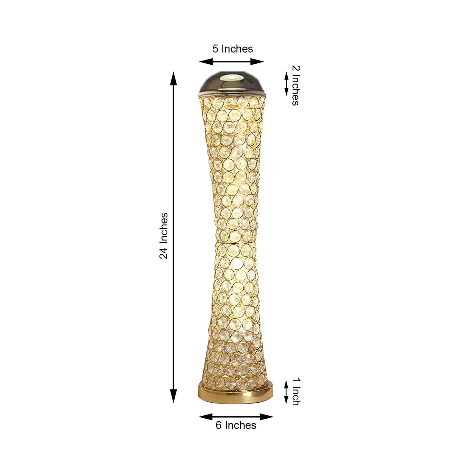 Metal Hurricane Floral Vase Centerpiece Metallic Gold with Crystal Beaded Design - Table Decorative Stand 24" - Linen Luxes