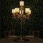 Metal Pearl Beaded Candelabra in Gold 6 - Arm - Stylish Table Centerpiece with Crystal Chandelier Pendants - Linen Luxes