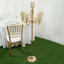 Metal Pearl Beaded Candelabra in Gold 6 - Arm - Stylish Table Centerpiece with Crystal Chandelier Pendants - Linen Luxes