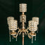 Metal Pearl Beaded Candelabra in Gold 6 - Arm - Stylish Table Centerpiece with Crystal Chandelier Pendants - Linen Luxes