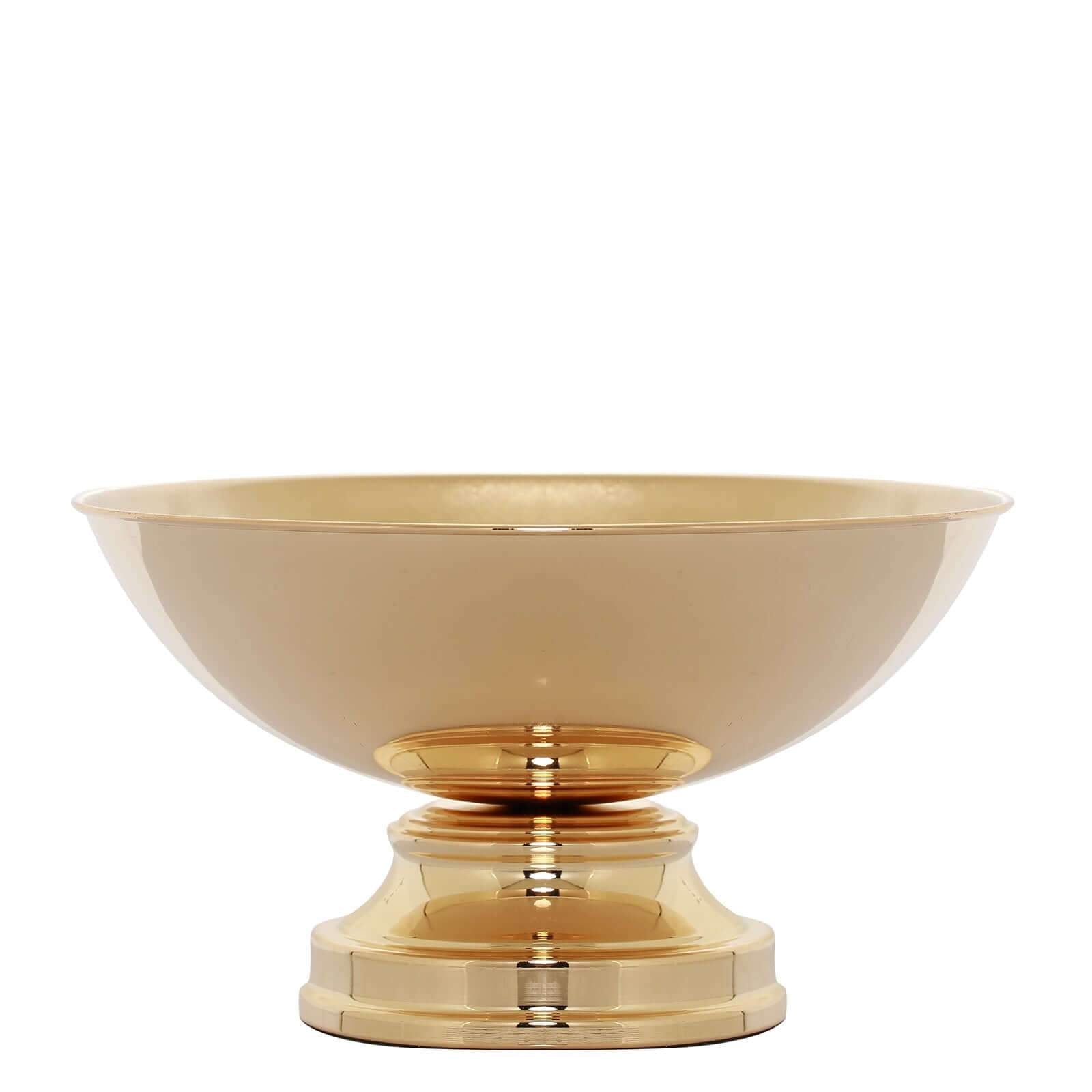 Metal Pedestal Flower Pot Round Design Gold - Floating Candle Bowl and Display Dish 12" - Linen Luxes