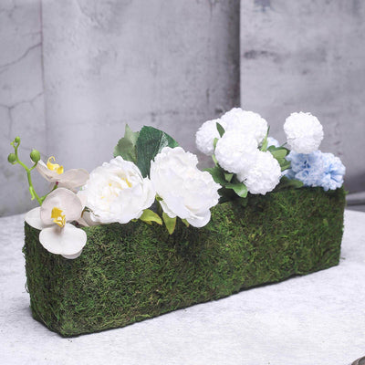 Metal Planter Box Rectangle with Inner Lining Green Preserved Moss - Rustic Flower Basket Decor 23" - Linen Luxes
