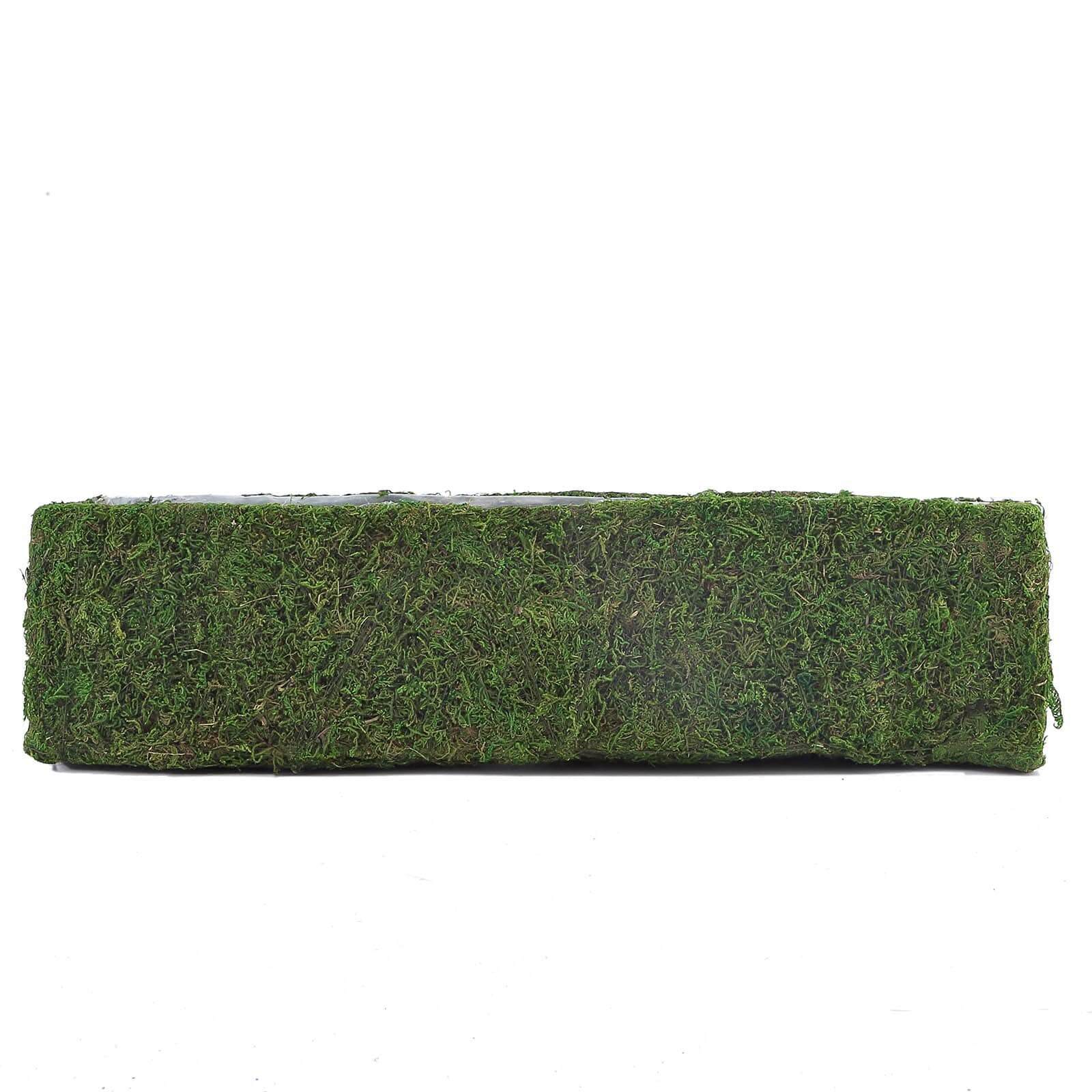 Metal Planter Box Rectangle with Inner Lining Green Preserved Moss - Rustic Flower Basket Decor 23" - Linen Luxes