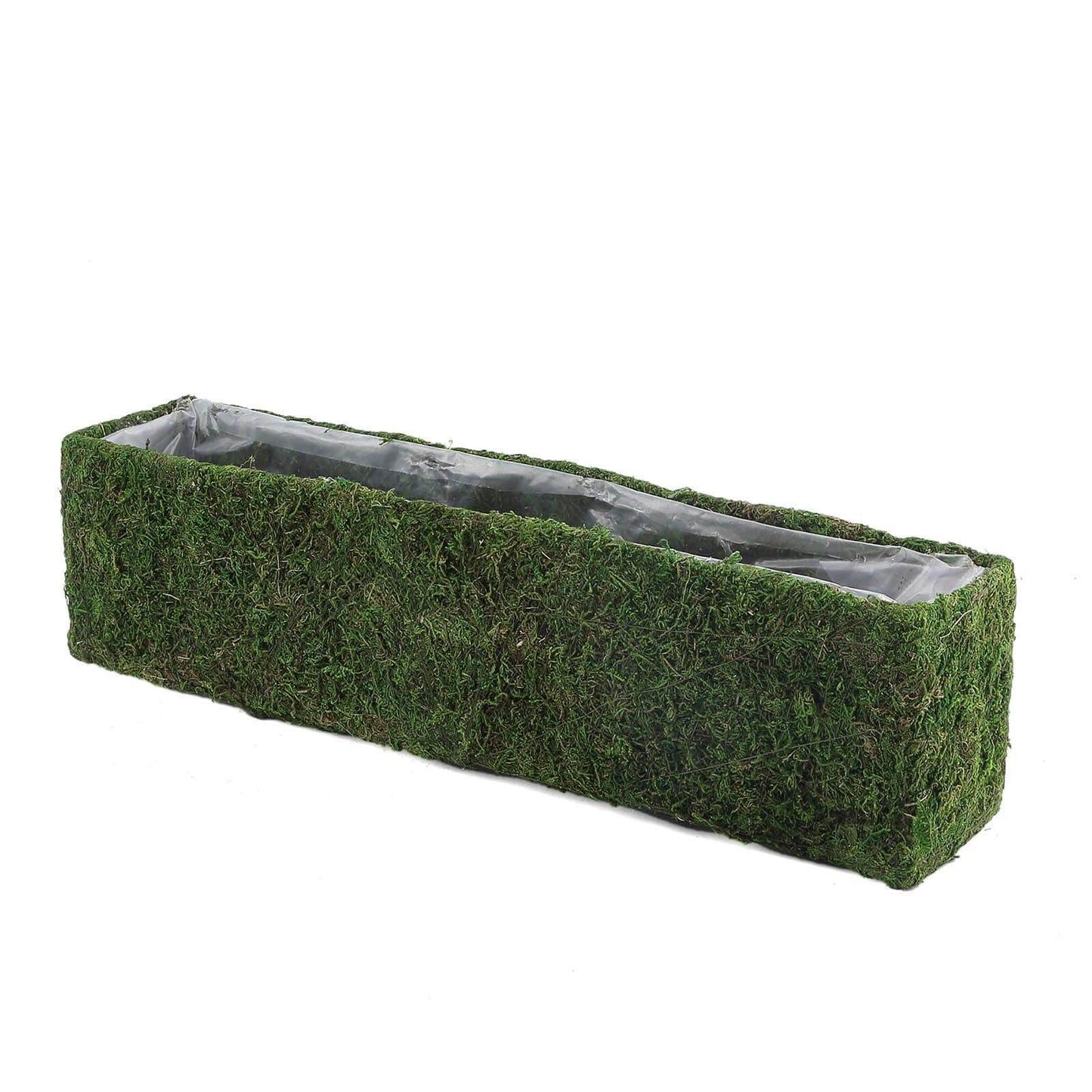 Metal Planter Box Rectangle with Inner Lining Green Preserved Moss - Rustic Flower Basket Decor 23" - Linen Luxes
