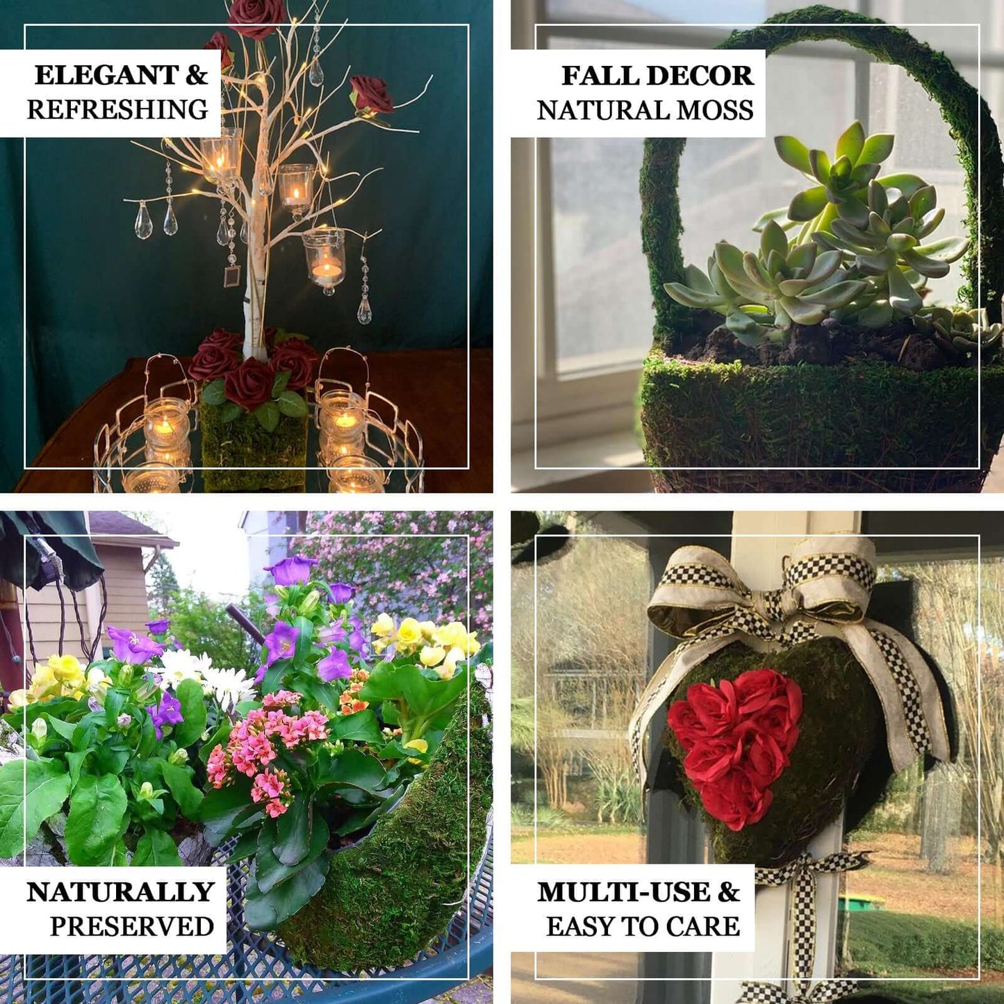 Metal Planter Box Rectangle with Inner Lining Green Preserved Moss - Rustic Flower Basket Decor 23" - Linen Luxes