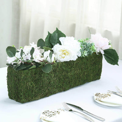 Metal Planter Box Rectangle with Inner Lining Green Preserved Moss - Rustic Flower Basket Decor 23" - Linen Luxes