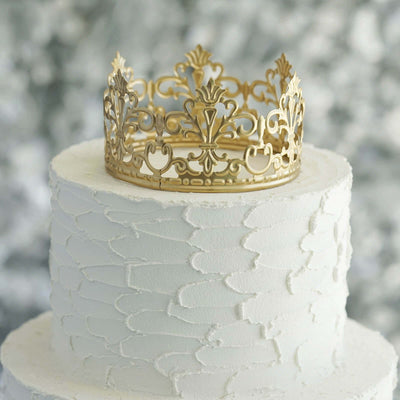 Metal Princess Crown Cake Topper Gold - Exquisite Cake Centerpiece Decor for QuinceaÃ±eras Bridal Showers & Fairytale - Themed Events 2" - Linen Luxes