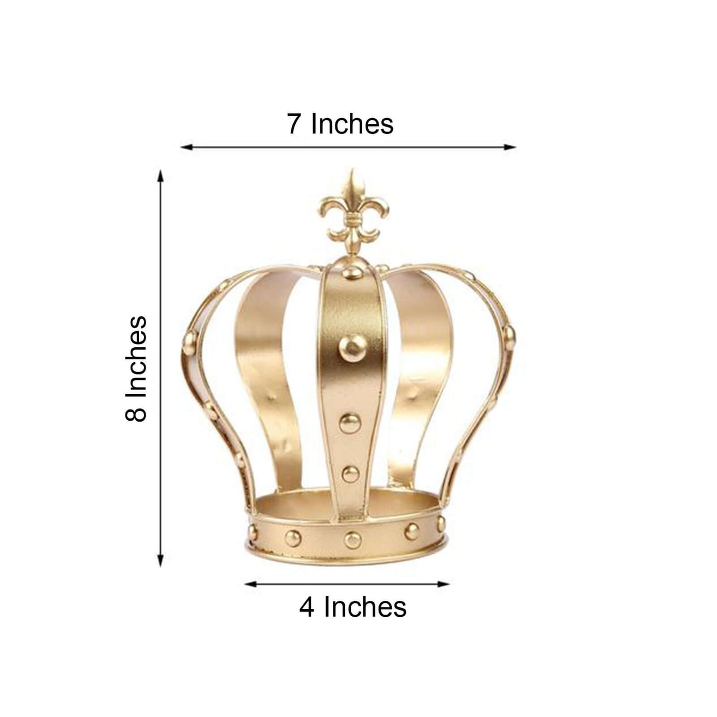 Metal Royal Crown Cake Topper 8" Gold Fleur - De - Lis Top - Refined Cake Centerpiece Decoration for Upscale & Royal - Themed Events - Linen Luxes