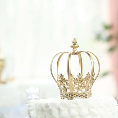 Metal Royal Crown Cake Topper Gold for Glamorous Events & Special Occasions 8" - Linen Luxes